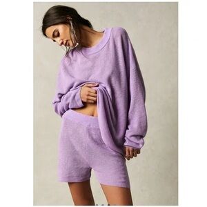 Free People Beach Malibu Solid Surf Matching Set in Lilac Fizz Size L